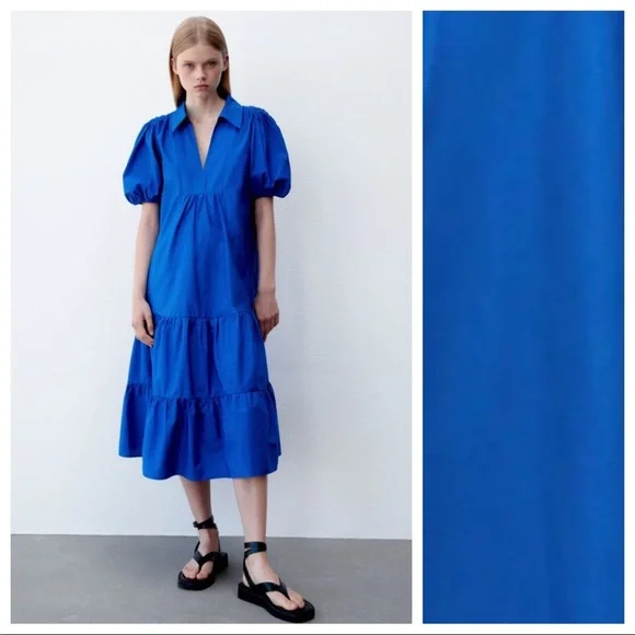 Zara | Dresses | Nwt Zara Cobalt Blue 0 Cotton Tieredflounced Loose Midi Dress Size S | Poshmark Zara | Dresses | Nwt Zara Cobalt Blue 0 Cotton Tieredflounced Loose Midi Dress Size S | Poshmark